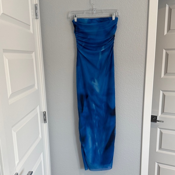 Shein Blue Strapless Tie Dye Tube Dress - Picture 3 of 9